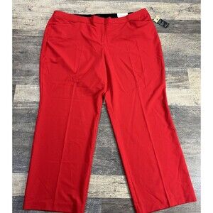 Worthington Women's Perfect Trouser Comfort Waist Red Dress Pants Size 28W Long